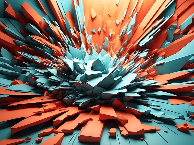 Zdjęcie nadzwyczajna ilustracja 3d abstrakcyjne tło geometryczne projekt zasilania wybuchu z powierzchnią miażdżącą