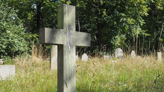 Nagrobki i krzyże na cmentarzu gotyckim