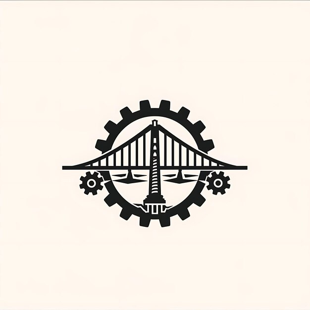 Nagroda Odznaka inżynieryjna Logo z sprzętem i mostem dla Decora Kreatywny prosty projekt Tatuaż Sztuka CNC