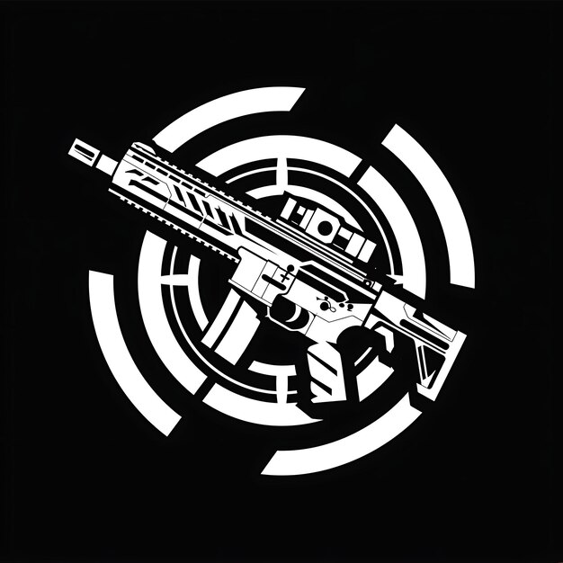 Nagroda za grę First Person Shooter Logo z pistoletem i celem Kreatywny prosty projekt Tatuaż CNC Art