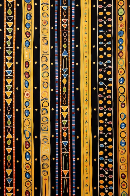 Naiwna sztuka graniczna wzór plemienna farba wielokolorowa masai piękne linie salon Generatywna AI