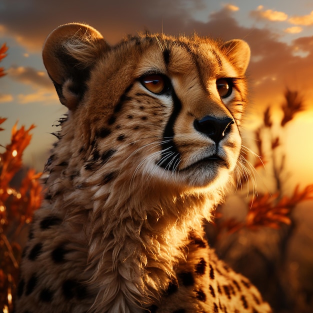 Najbardziej dziki gepard w trawie patrzy wokół tła i scr
