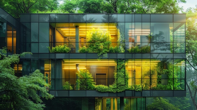 Najczystszy budynek na świecie Zielony budynek przyjazny dla środowiska w nowoczesnym mieście Biuro z zielonym środowiskiem Ekologiczny budynek biurowy Ekologiczna firma
