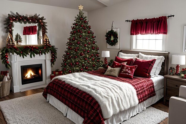Najlepiej ozdobione wnętrze sypialni na Boże Narodzenie