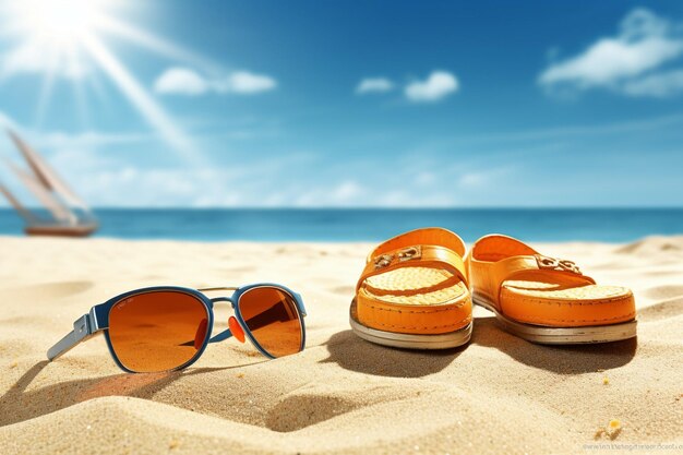 Najlepsze widoki akcesoria plażowe niebieskie tło letnie wysoka jakość obrazu na białym tle