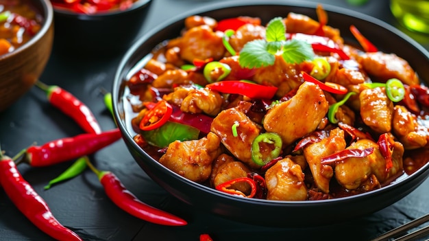 Najlepszy azjatycki kurczak chilli Ogniste tajskie curry z kurczakiem chili o współczynniku proporcji 169