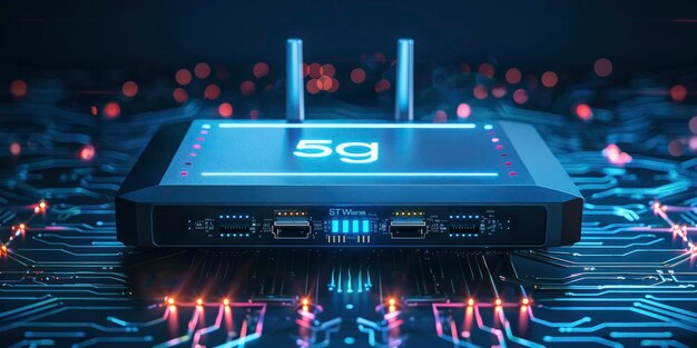 Zdjęcie najnowocześniejszy router 5g nowej generacji zaprojektowany dla bezpiecznych sieci domowych i bezproblemowej komunikacji internetowej