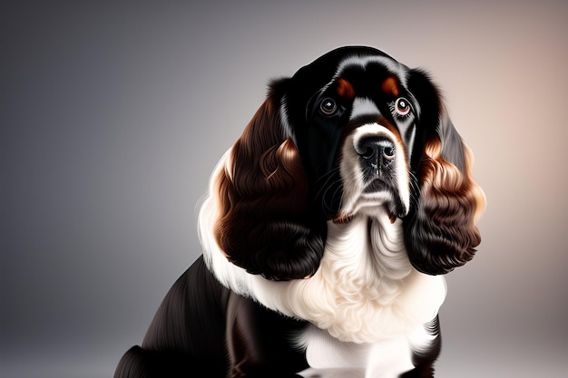 Najpiękniejszy angielski cocker spaniel izolowany na przezroczystym tle Portret uroczego psa