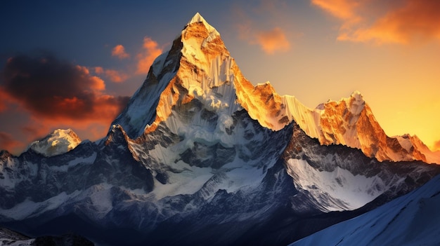 Najpiękniejszy zachód słońca nad Everestem cyfrowe zdjęcia tapet Ai wygenerowała sztukę
