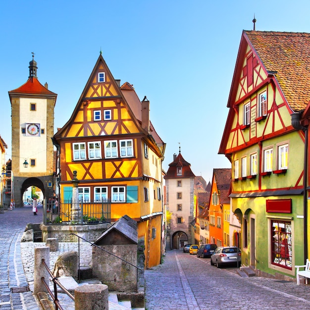 Najsłynniejsza ulica w Rothenburg ob der Tauber, Bawaria, Niemcy