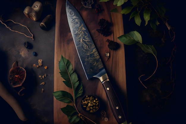 Zdjęcie najwyższej jakości nóż szefa kuchni kitchen knife generative aixa