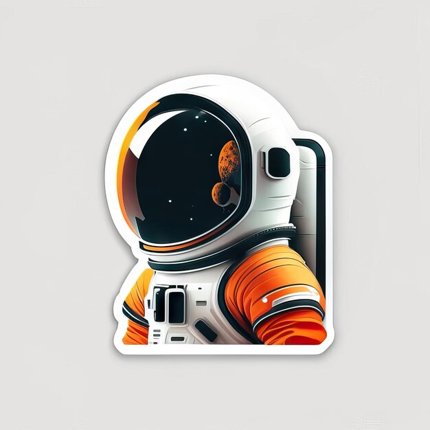 Zdjęcie naklejka astronauty z ubraniem i kaskiem
