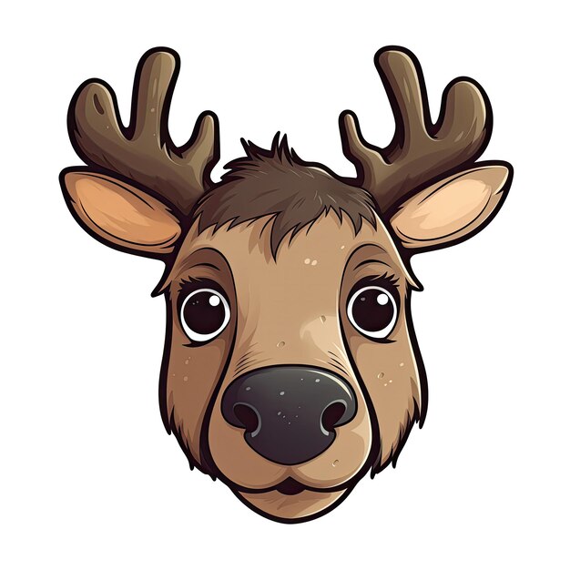 Zdjęcie naklejka baby moose face na izolowanym tle tansparent png logo generative ai