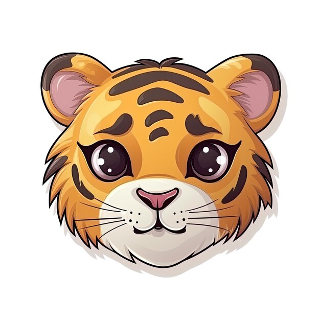 Zdjęcie naklejka baby tiger face na izolowanym tle tansparent png logo generative ai