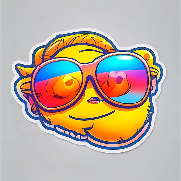 Naklejka przedstawiająca emoji w stylowych okularach przeciwsłonecznych emanująca pewną siebie generatywną ai
