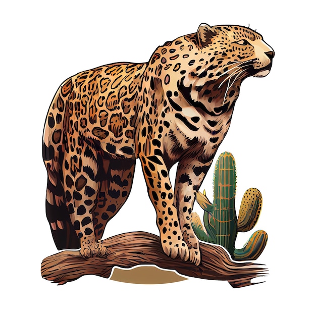 Zdjęcie naklejka z kreskówkowym jaguarem idealna dla miłośników zwierząt, łatwa do dostosowania do projektów drukowanych lub cyfrowych