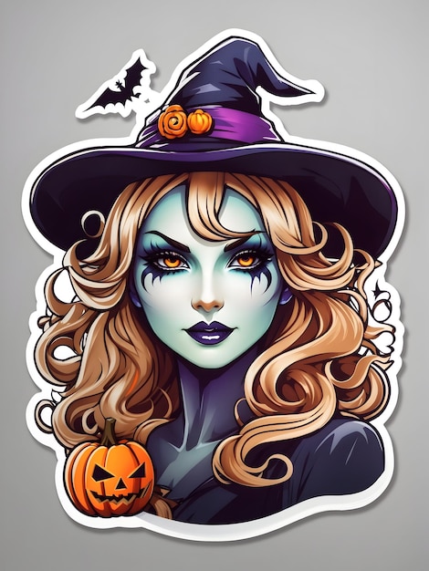 naklejkabiałe_tło_halloween_witch_beautif_3