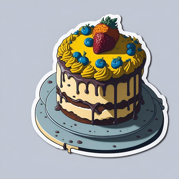 Naklejki na kolorowy tort z piękną jadalną dekoracją