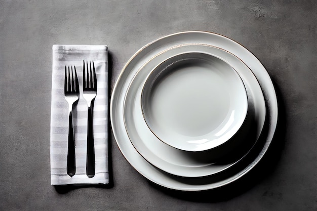 Nakrycie stołu z pustym białym talerzem