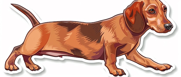 Zdjęcie nalepka dachshund w stylu kreskówki białe tło