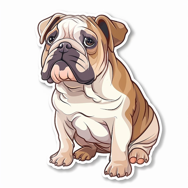 Nalepka w stylu kreskówki Bulldog na białym tle