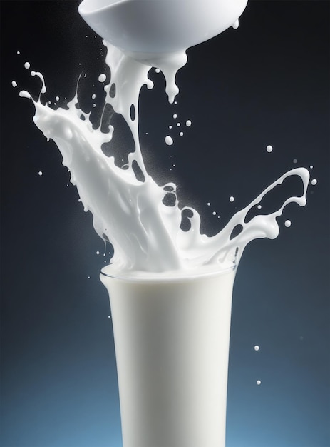 Nalewanie mleka do szklanki mleko rozpryskiwanie w szklance