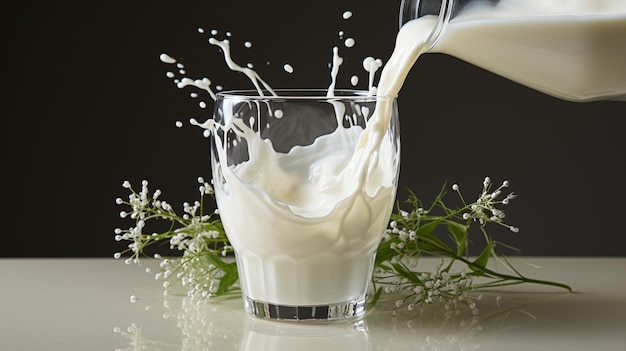 Zdjęcie nalewanie mleka do szklanki