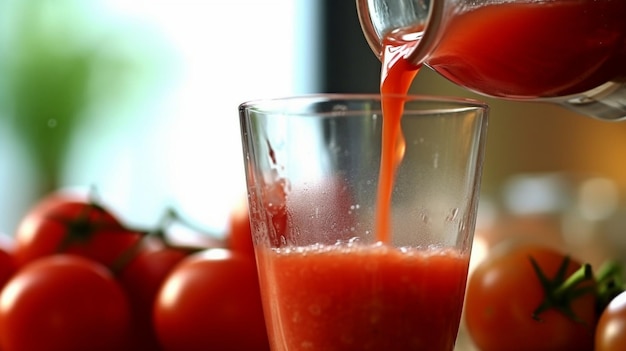 Zdjęcie nalewanie soku pomidorowego generative ai