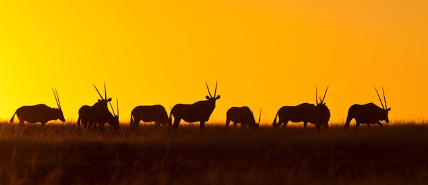 Namibia Gemsbok O Zachodzie Słońca