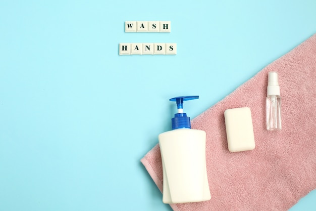 Napis Myj Ręce środkiem Antyseptycznym, Mydłem, Ręcznikiem