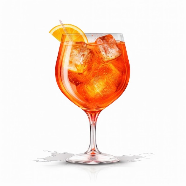 Napój koktajlowy Aperol Spritz na białym, odizolowanym tle Generative AI