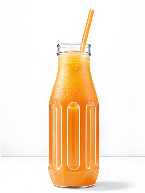 Zdjęcie napój soku pomarańczowego w szklance białe jasne tło izolowane ai generowane
