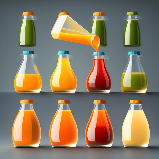 Napój wlewa się do plastikowych butelek podczas produkcji soku