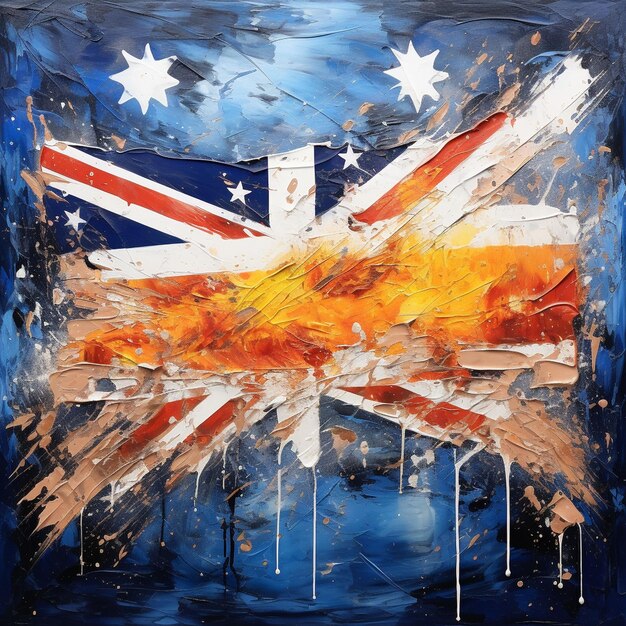 Narodowa flaga Australii, tkanina machająca na niebie