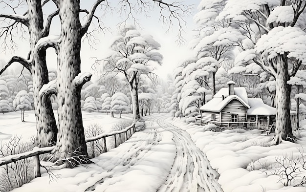 Zdjęcie narysuj zimową ulicę.