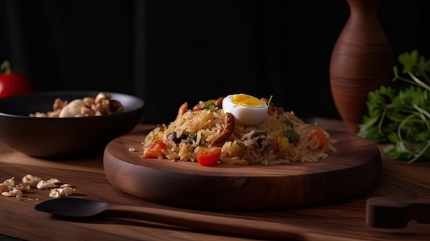 Nasi goreng danie ze smażonego ryżu z Azji Południowo-Wschodniej