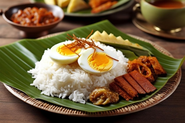 nasi lemak pachnące danie z ryżu gotowane w kokonie