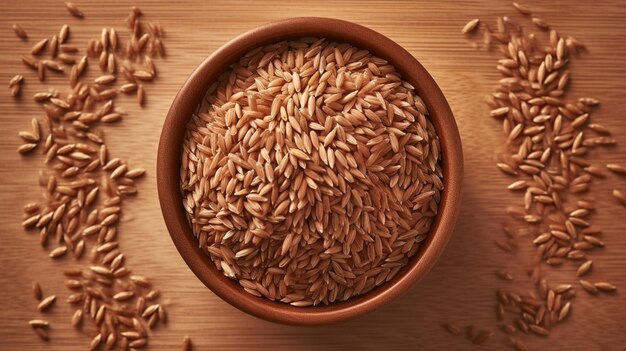 nasiona brązowego ryżu w misce