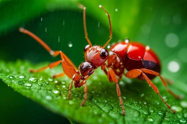 Naśladuj pająka mrówek na liściu