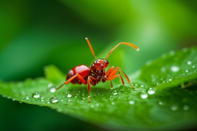 Naśladuj pająka mrówek na liściu