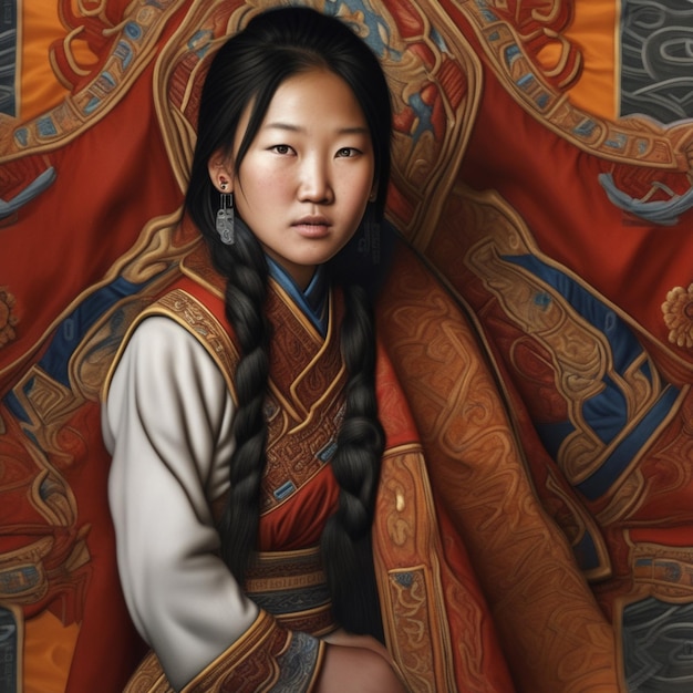 Nastolatek w tradycyjnym mongolskim stroju Mongolia