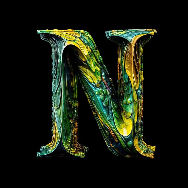 Natural Ambiance Artistic Letter N Rendered with Dark Allure