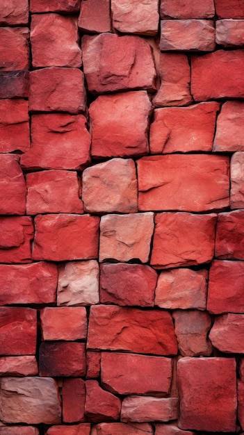 Naturalistyczne Jasnoczerwone Kamienne Ściany Tekstury Tła AI Generowane