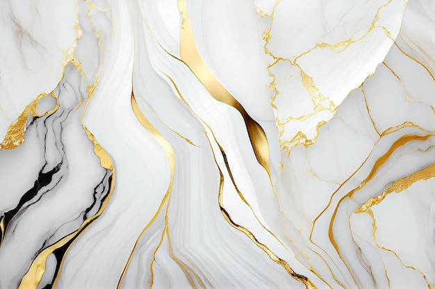 Naturalna biała i złota marmurowa tekstura na tapetę z kafelkami skóry luksusowe tło Kreatywny kamienny ceramiczny projekt wnętrz ściennych Generative AI