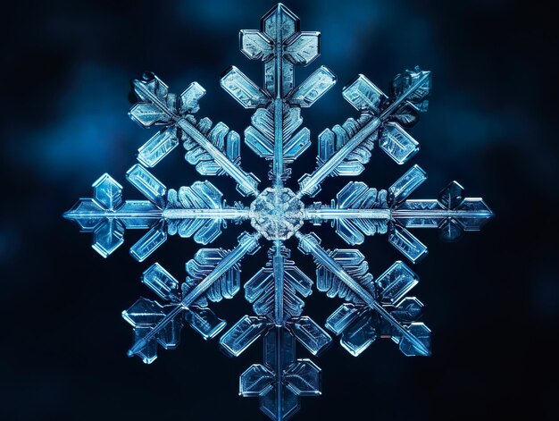 Naturalna forma kryształu płatka śniegu w okresie zimowym