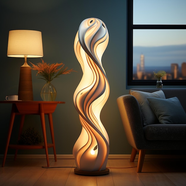 Naturalna lampa stołowa LED z bambusa i fantastyczny model 3d pięknego projektanta
