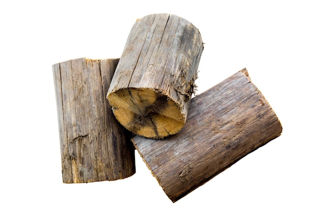 Naturalne drewno dziennika i tułowia kikut i deski Ilustracja drewnianych materiałów budowlanych z drewna opałowego na białym tle