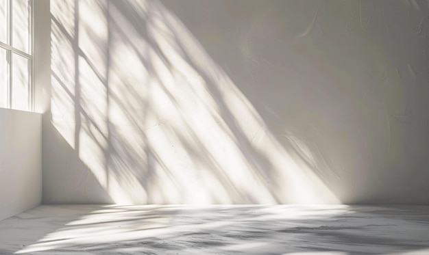 naturalne światło i cienie na ścianie abstrakcyjne jasno białe tło do prezentacji produktu