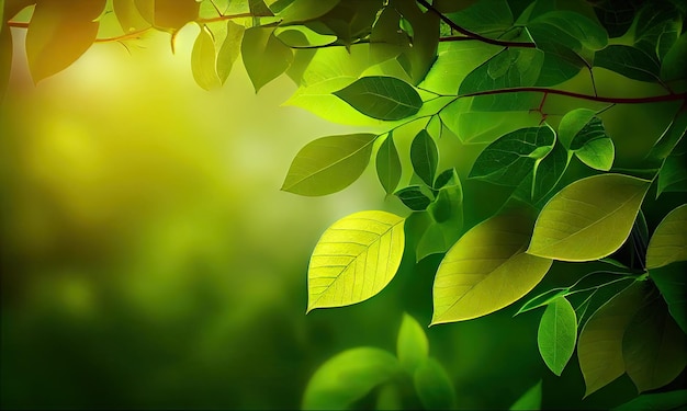 Naturalne zielone liście rośliny wiosenne tło środowisko ekologia zieleń tapety generatywne AI
