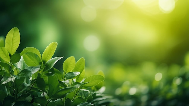 Naturalne zielone liście w letnim ogrodzie wygenerowane przez AI